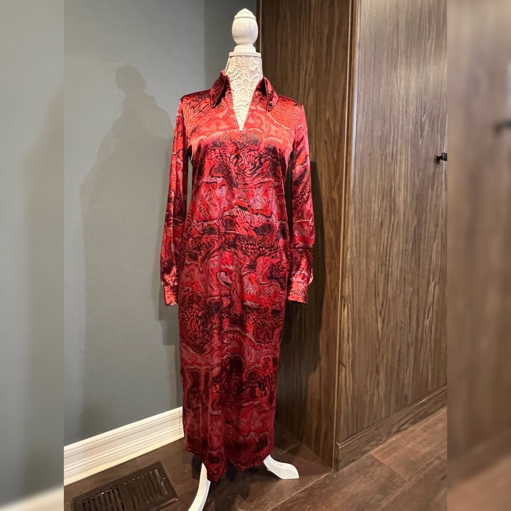 NWOT GANNI Silk Midi Dress - Size: M | US6, UK36